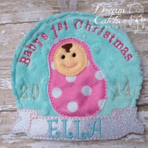 In The Hoop Baby Felt Christmas Holiday Ornament Embroidery Design