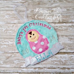 In The Hoop Baby Felt Christmas Holiday Ornament Embroidery Design