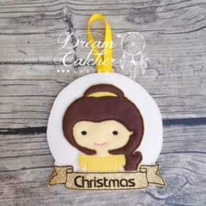 In The Hoop Inspired Princess Bella Felt Christmas Holiday Ornament Embroidery Design