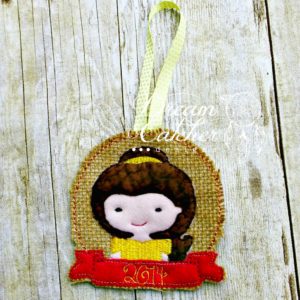 In The Hoop Inspired Princess Bella Felt Christmas Holiday Ornament Embroidery Design