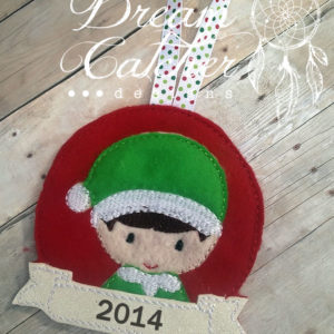 In The Hoop Boy Elf Felt Christmas Holiday Ornament Embroidery Design