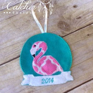 In The Hoop Flamingo Felt Christmas Holiday Ornament Embroidery Design