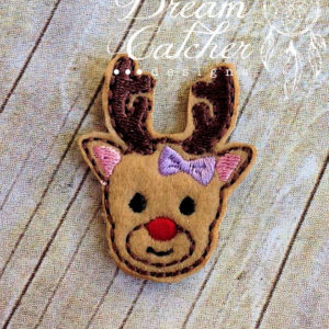 In The Hoop Girly Reindeer Holiday Feltie Embroidery Design