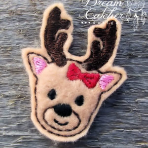 In The Hoop Girly Reindeer Holiday Feltie Embroidery Design