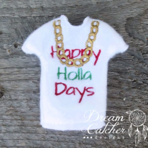 In The Hoop Happy Holla Days T-Shirt Holiday Sweater Elf/Doll Christmas Feltie Embroidery Design