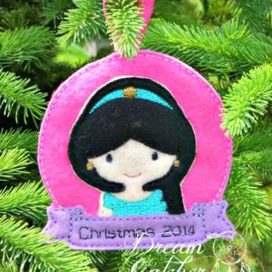 In The Hoop Inspired Princess Jazzy Felt Christmas Holiday Ornament Embroidery Design