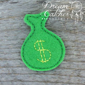 In The Hoop Money Bag Feltie Embroidery Design