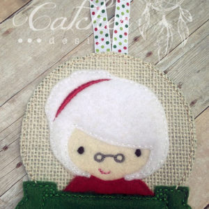 In The Hoop Mrs. Clause Felt Christmas Holiday Ornament Embroidery Design