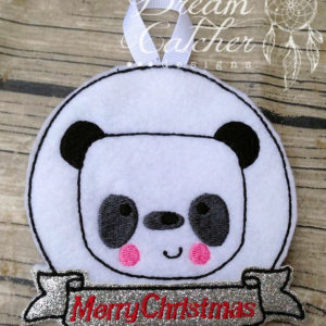 In The Hoop Panda Felt Christmas Holiday Ornament Embroidery Design