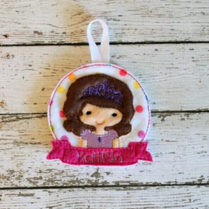 In The Hoop Inspired Princess Sofie Felt Christmas Holiday Ornament Embroidery Design