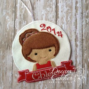 In The Hoop Inspired Princess Tara Felt Christmas Holiday Ornament Embroidery Design