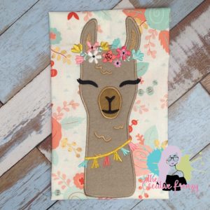 Floral Llama Applique Embroidery Design