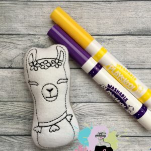In The Hoop Floral Llama Coloring Doodle It Embroidery Design